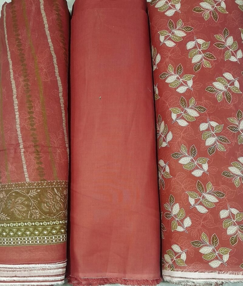 Bin Saeed Printed Khaddar 3PC – Dusty Rose Botanical