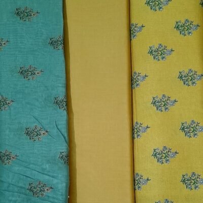Bin Saeed Khaddar 3PC – Mustard & Sea Green Floral