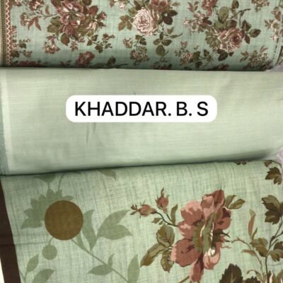Bin Saeed Khaddar 3PC – Sage Green & Dusty Rose Floral
