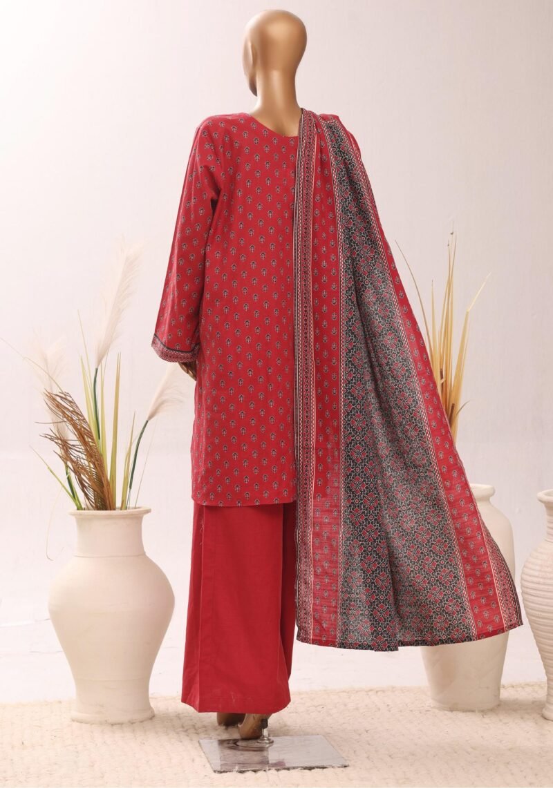 Ruby Heritage – Coral Red Printed Suit