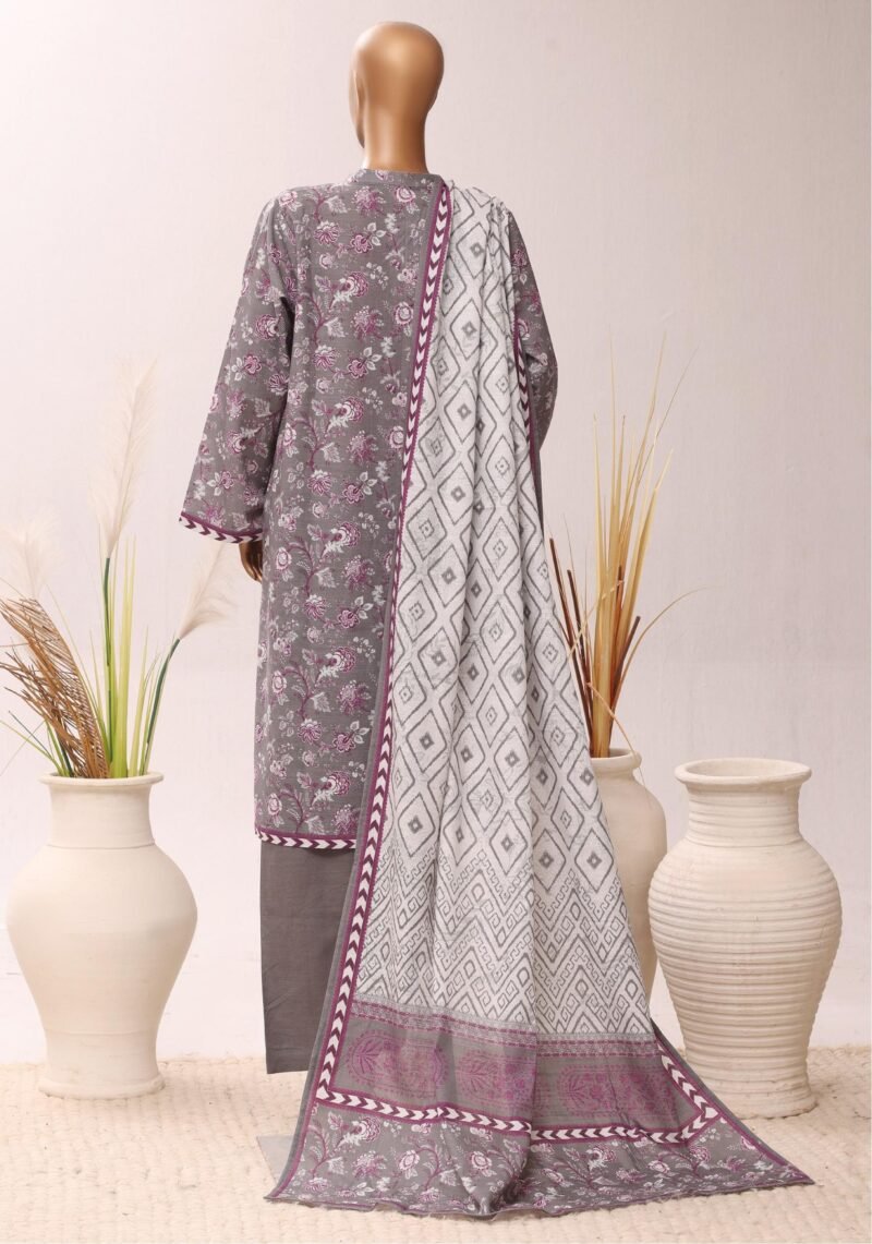 Lavender Mist – Stone Grey Printed Suit