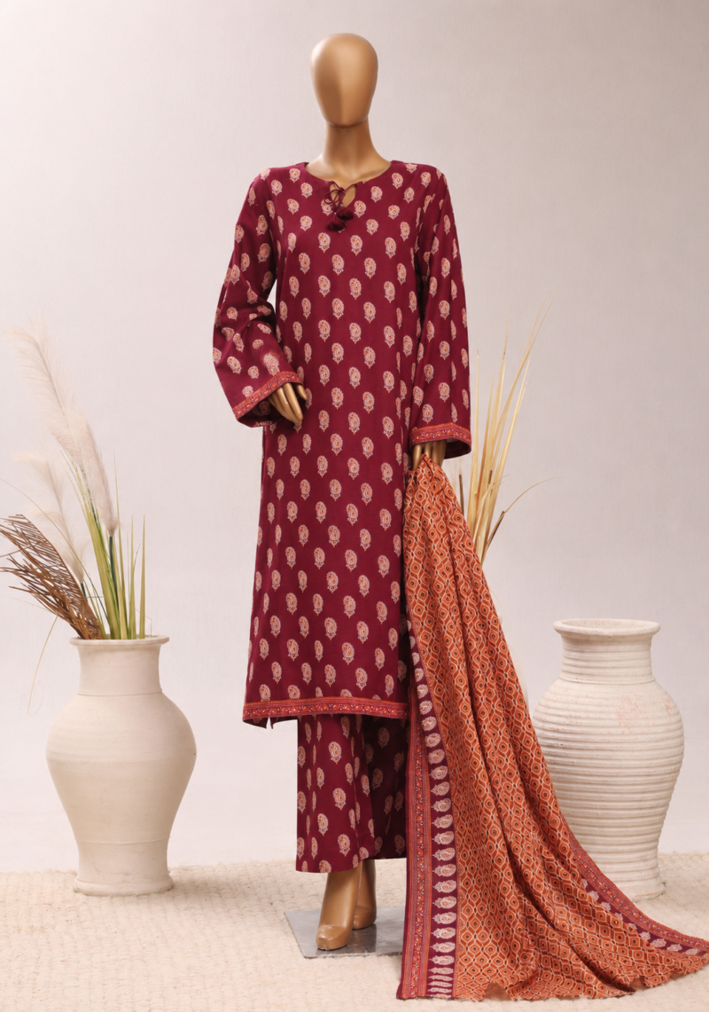 Maroon Majesty – Deep Maroon Printed Suit