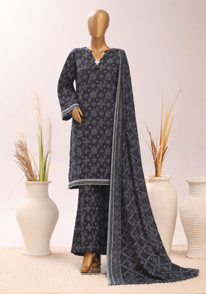 Navy Elegance – Deep Navy Printed Suit