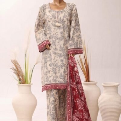 Crimson Charm – Off-White Floral Printed Suit