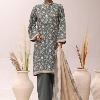 Olive Elegance – Soft Green Printed Suit