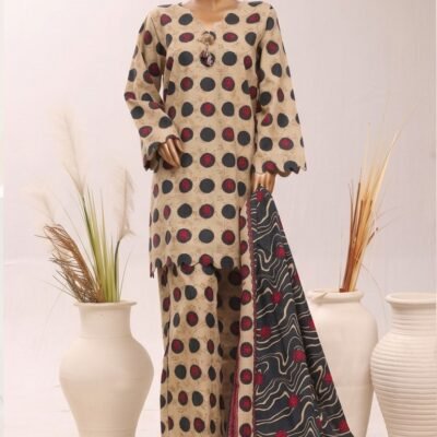 Circle Elegance – Cream Harmony Printed Suit