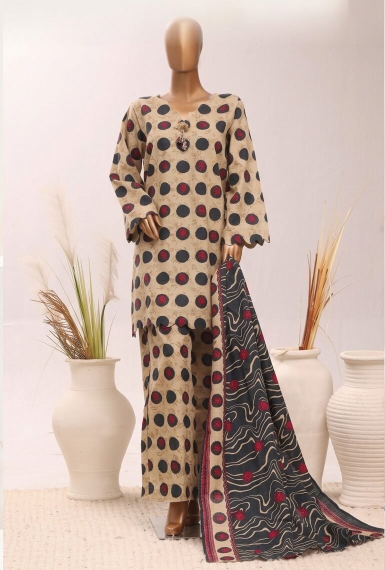 Circle Elegance – Cream Harmony Printed Suit