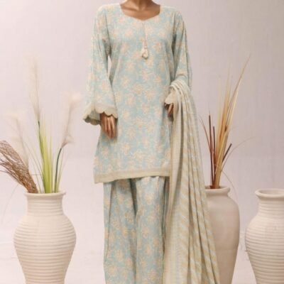 Ivory Sky – Ice Aqua Printed Suit